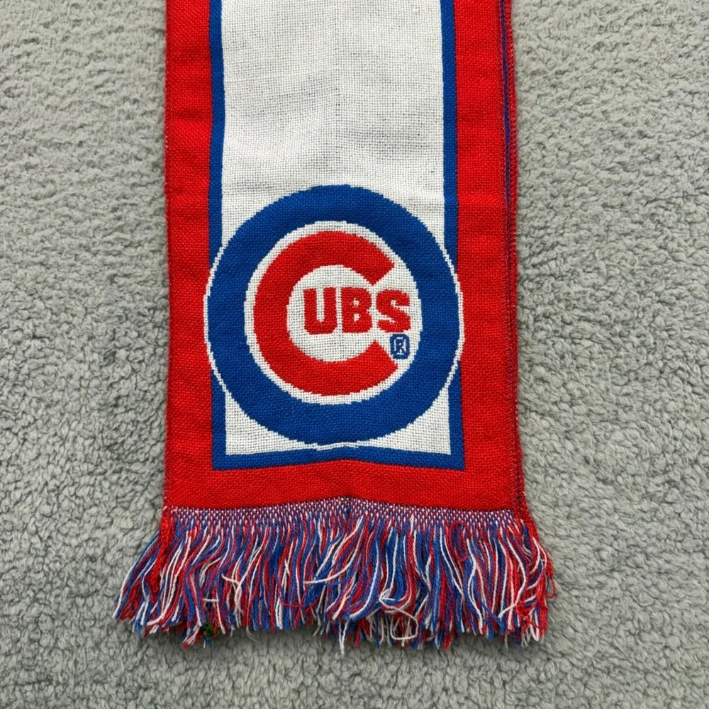 Chicago‎ Cubs MLB Baseball Heileman's Old Style Knit Fringe Red Blue White Scarf